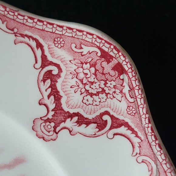 Johnson Bros England Old Britain Castles Square Salad Plate Pink Transferware - Picture 3 of 8